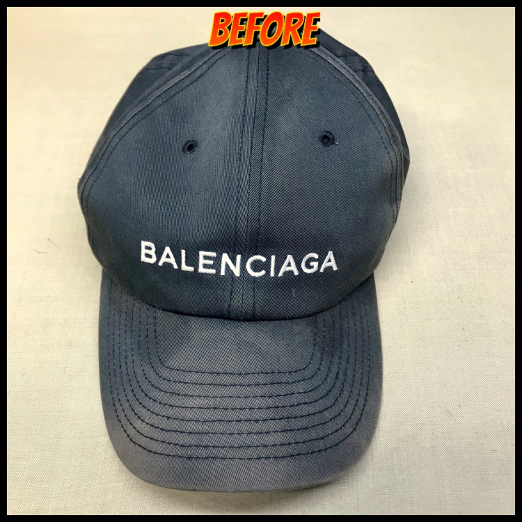 バレンシアガ – クラシック・ベースボールキャップ」帽子の色褪せを